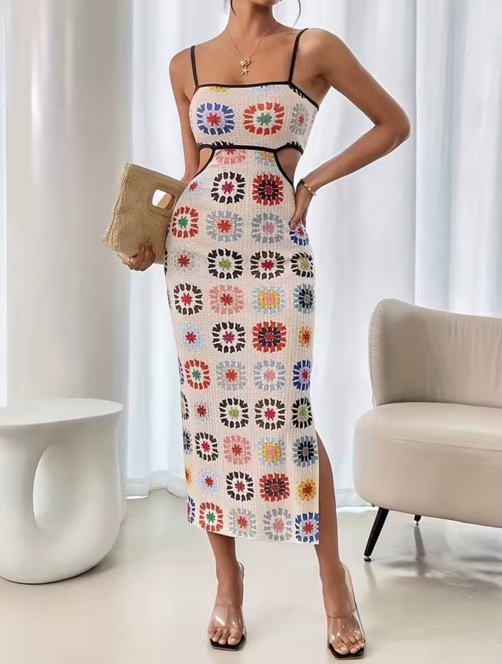 Retro Motion Backless Bodycon Dress for Women - Sleeveless Slim Fit