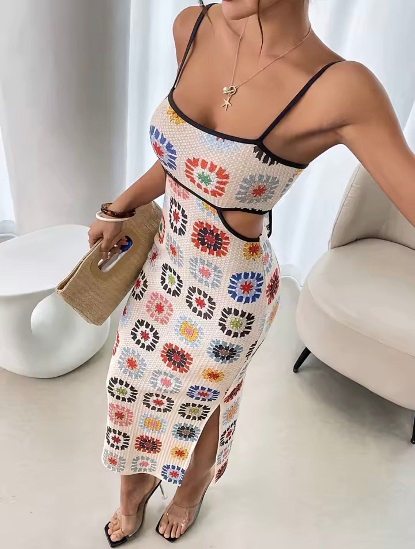 Retro Motion Backless Bodycon Dress for Women - Sleeveless Slim Fit