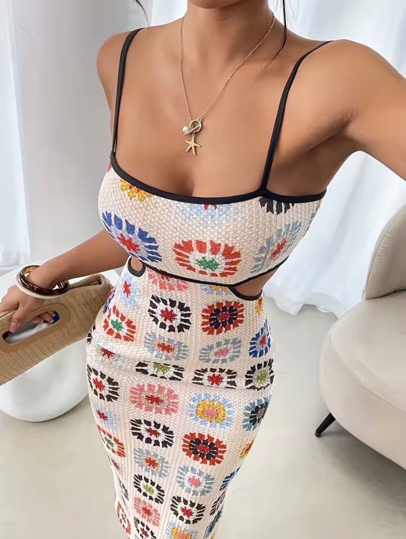 Retro Motion Backless Bodycon Dress for Women - Sleeveless Slim Fit