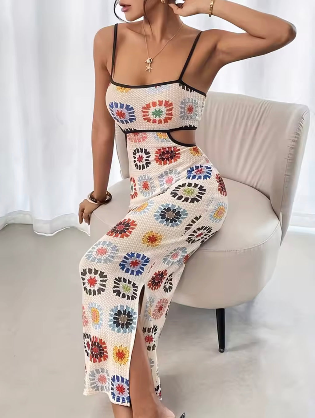 Retro Motion Backless Bodycon Dress for Women - Sleeveless Slim Fit