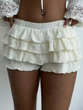 Pure Ultra-Low Waist Multi-Layer Ruffle Mini Skirt - Elegant Sweet Ballet Style