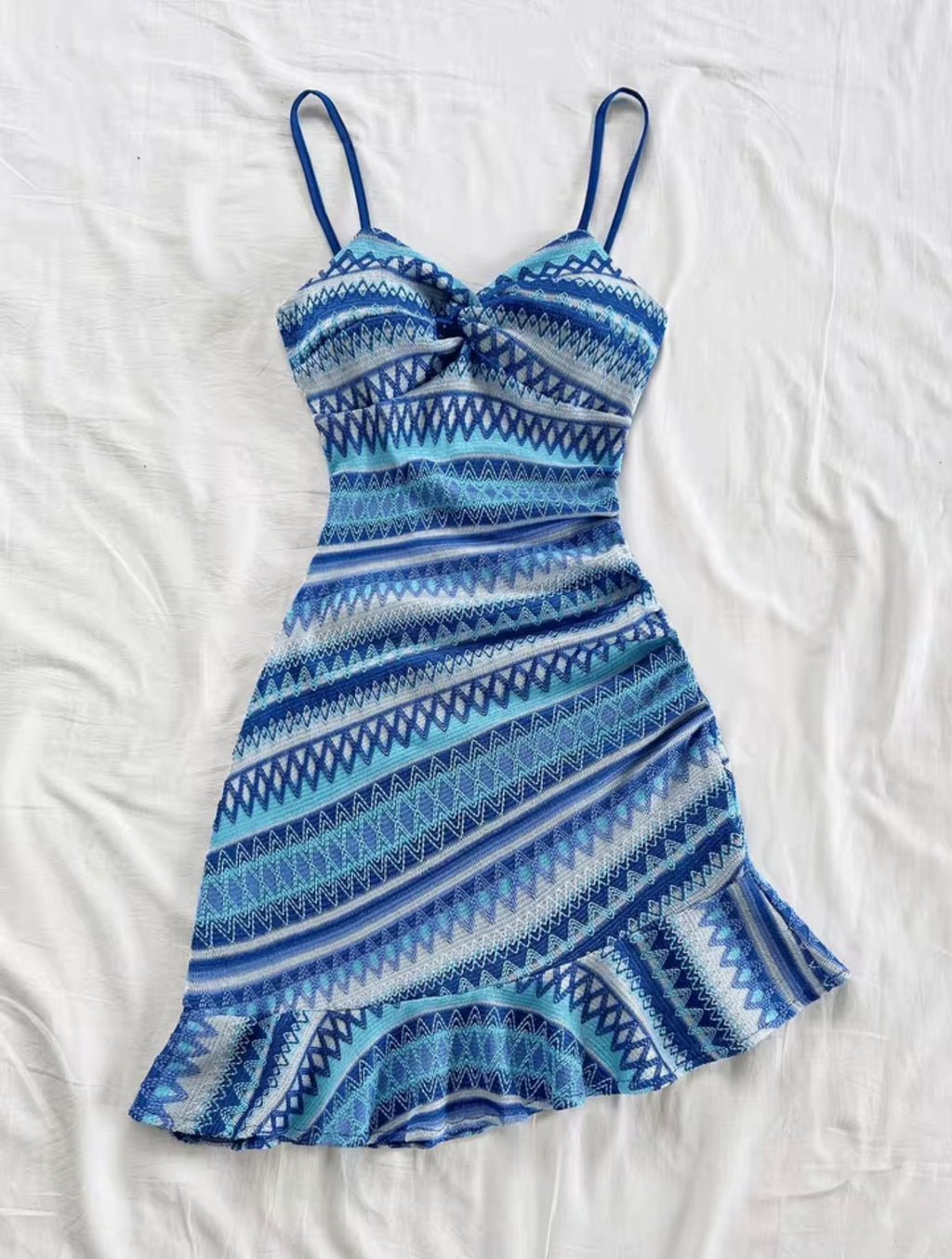 Blue Days Backless Halter Dress – European Street Style Sleeveless Mini Dress