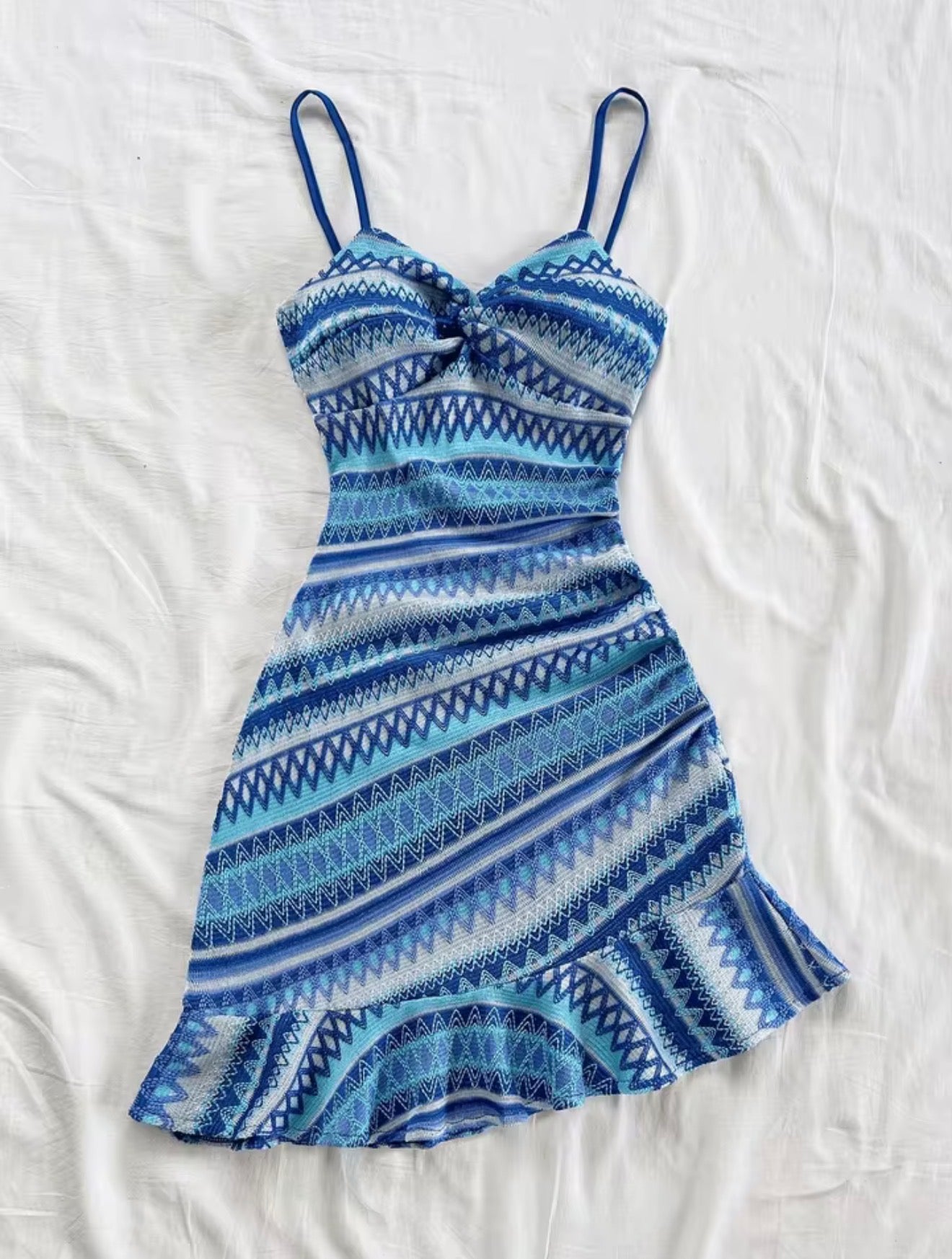 Blue Days Backless Halter Dress – European Street Style Sleeveless Mini Dress