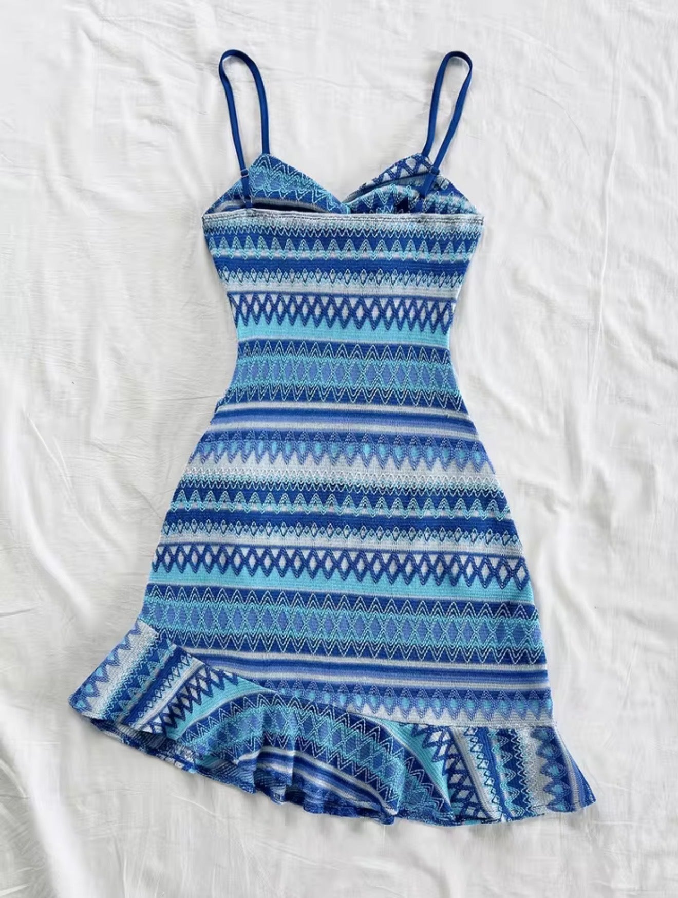 Blue Days Backless Halter Dress – European Street Style Sleeveless Mini Dress
