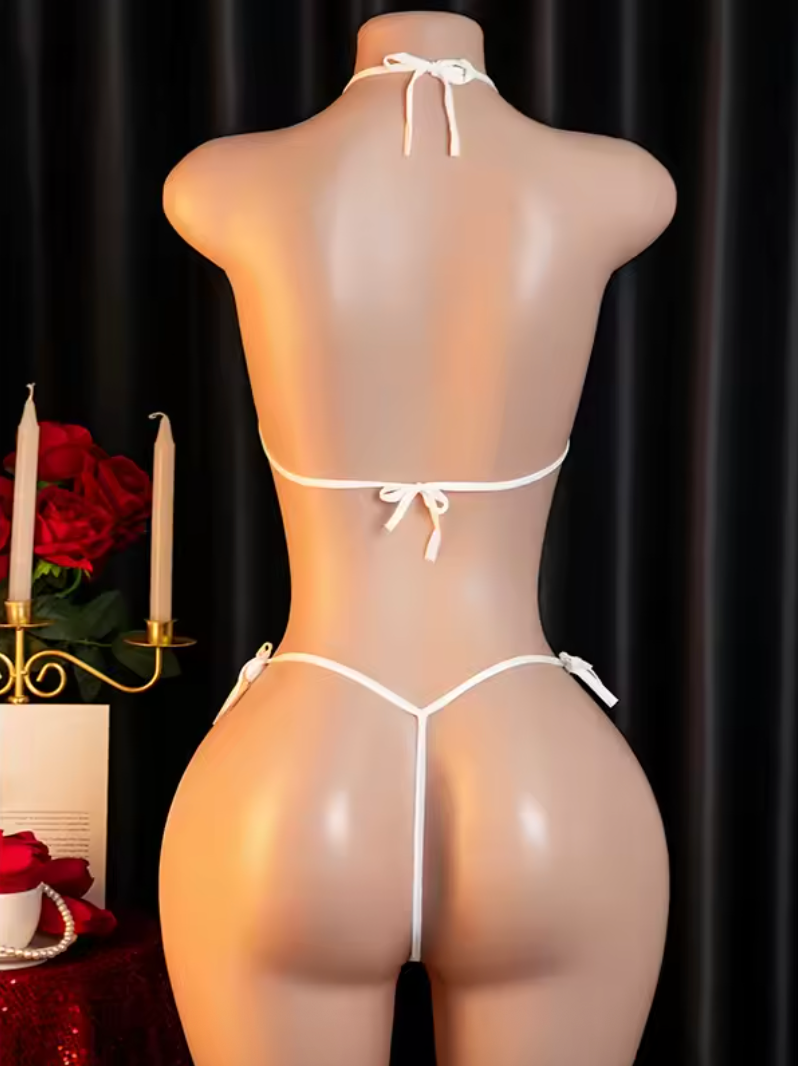 Luxe Lace Push Up Bra & Thong Set – Sexy Embroidered Adjustable Lingerie with Open G-String